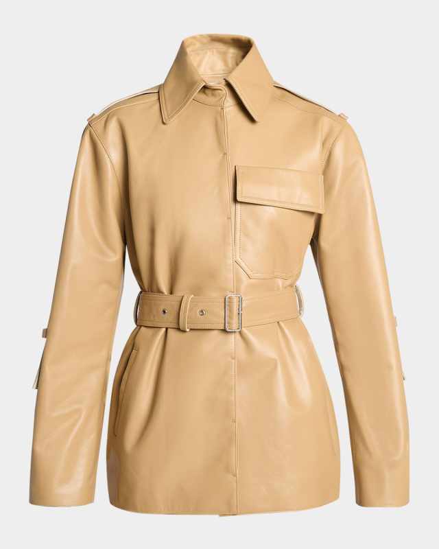 Belted Boxy Leather Jacket